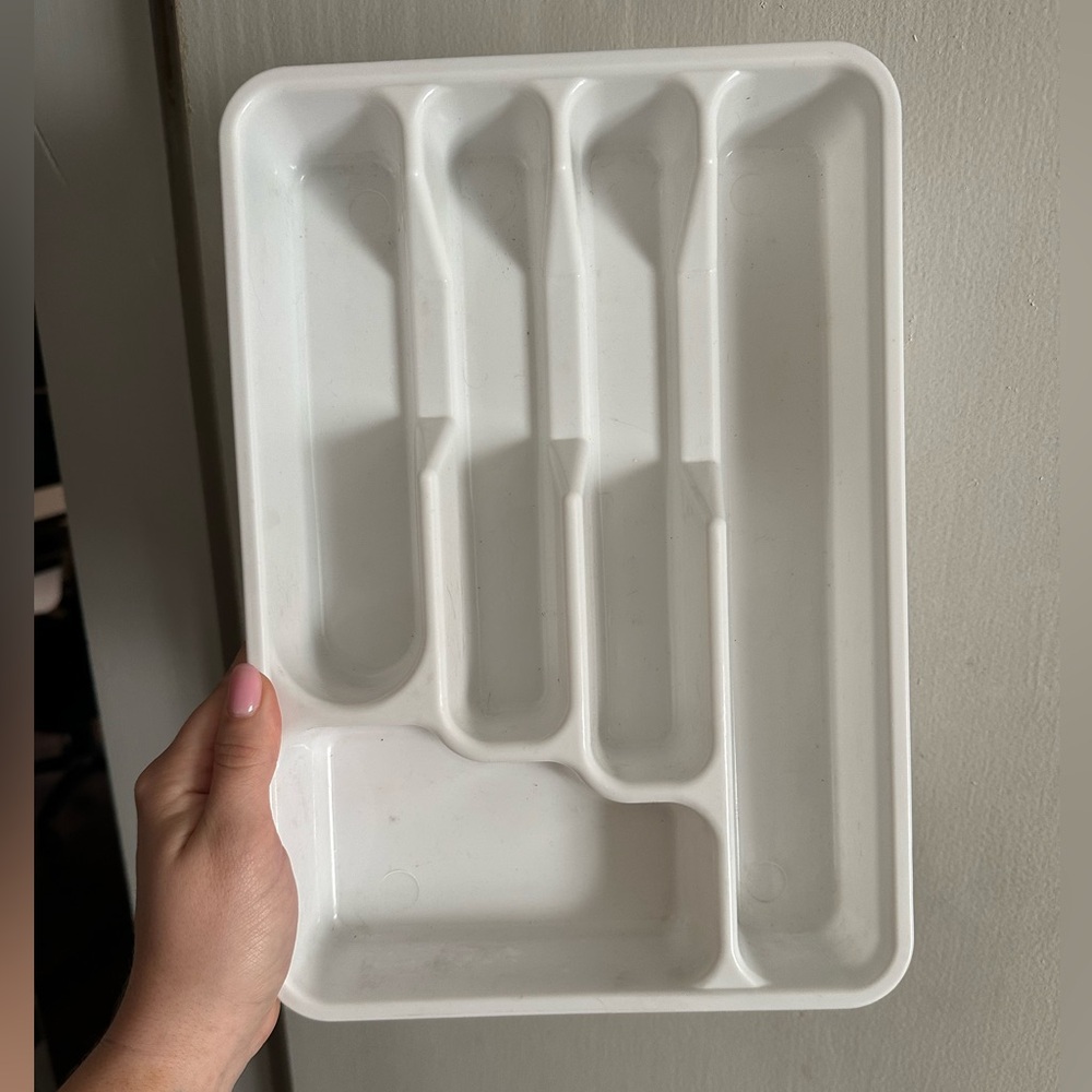 White Utensil Organizer Tray